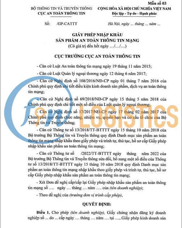 Xin giấy phép nhập khẩu