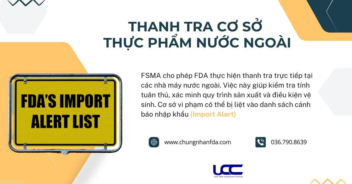 FDA thanh tra cơ sở thực phẩm nước ngoài