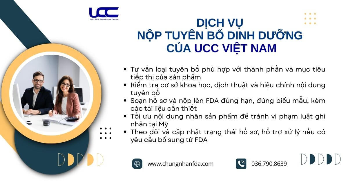 Dịch vụ nộp tuyên báo dinh dưỡng của UCC Việt Nam