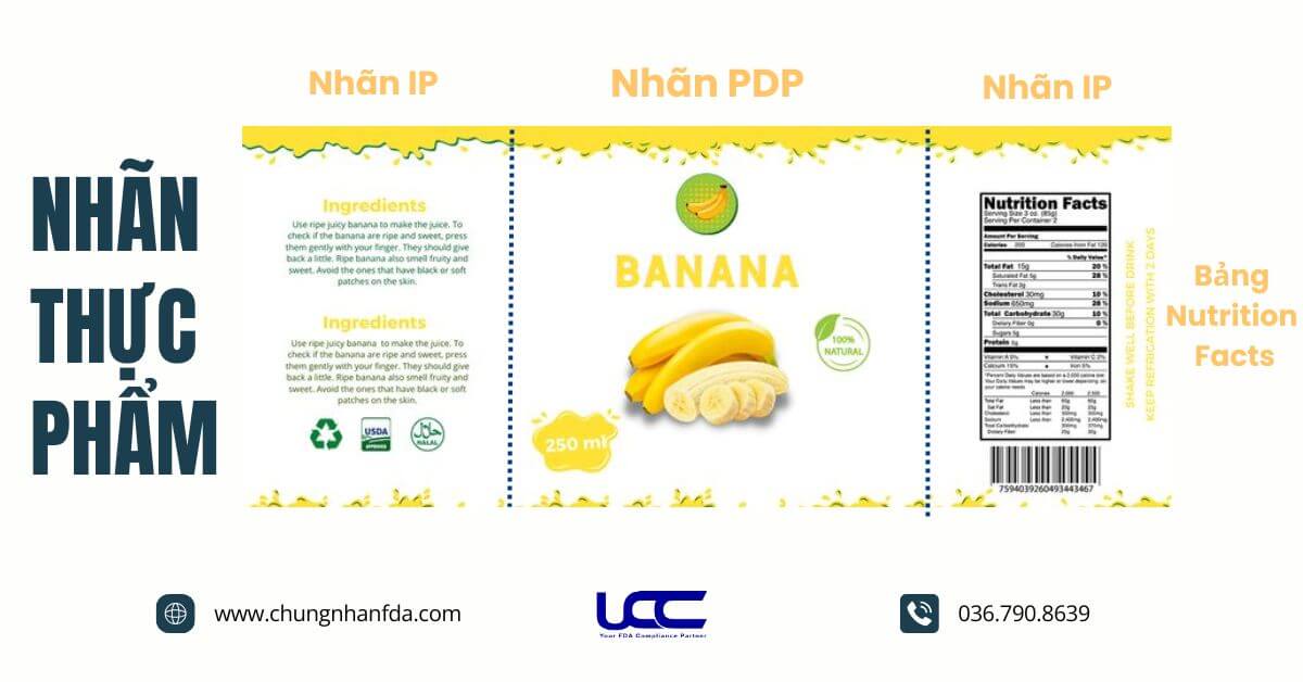 Nhãn thực phẩm theo FDA thường gồm 3 thành phần chính
